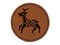 Southwestern Style Tribal Deer Antelope Round Iron-On Engraved Faux Leather Patch Applique - 2.5"